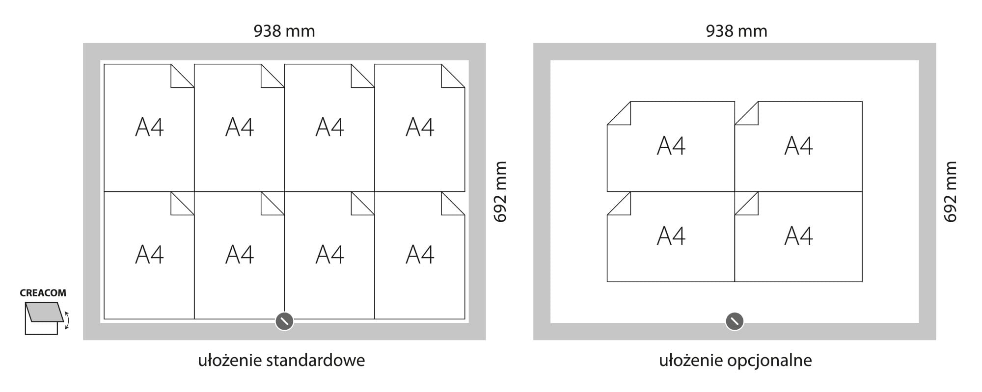 Creacom jednodrzwiowy 8 A4_podnoszony
