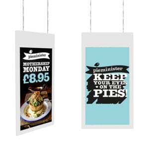 Dwustronny ekran witrynowy, wiszący 55 cali